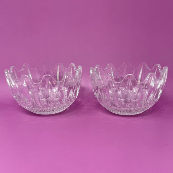 Vintage 2 pc clamshell crystal cut glass candy dish - two serving dishes in one - Picture 5 of 6
